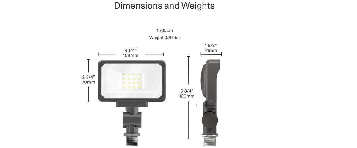 RAB X34-16L-840W/277 15W LED Floodlight, 1735 Lumens, Knuckle Mount, 4000K Color Temperature, 277V, White