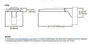 Streetworks USSL-C027-D-U-T2-SA-BK LED Area Light, 2 LEDs, 70% Light Output, 0-10V Dimming, 120-277V, Type II Distribution, Standard Versatile Arm Mounting, Black