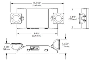 Sure Lites AP2SQLED30 1.5W All Pro LED Emergency Light, Nickel Cadmium Battery, Two Square Heads