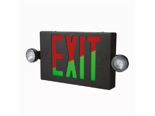 Sure Lites APC7RGBK All-Pro Combination Exit and Emergency Light, No Remote Heads, Nicked Cadmium Battery, Field Selectable Red or Green, Black Housing