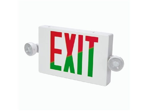 Sure Lites APCH7RG All-Pro Combination Exit and Emergency Light, Two 3.6V LED Remote Heads, Nicked Cadmium Battery, Field Selectable Red or Green, White Housing