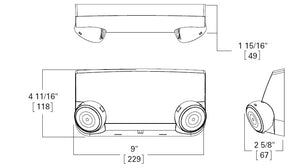 Sure Lites APELH2BK 3W LED Emergency Light, Nickel Cadmium Battery, Two 3.6V LED Heads, Black Housing