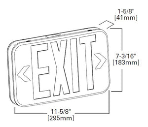 Sure Lites APX6GBK Thermoplastic LED Exit and Emergency Light, AC Only, No Battery, Green Letters, Black Housing