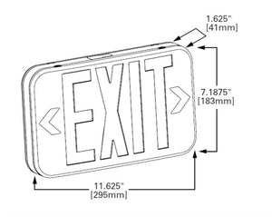Sure Lites APX7RG LED Exit Sign Thermoplastic Housing with Selectable Red or Green Faces, Nickel Cadmium Battery, White Housing