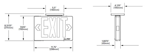 Sure Lites APXH7RG2BK All-Pro Exit, Red Green Selectable, Nickel Cadmium Battery Backup, Remote Capacity, Black Finish
