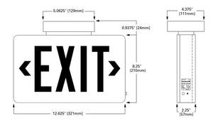 Sure Lites CX71SD Surface Mount LED Exit and Emergency Light, AC Powered with Battery Back Up, Single Face, Brushed Aluminum Housing, Self-Diagnostics