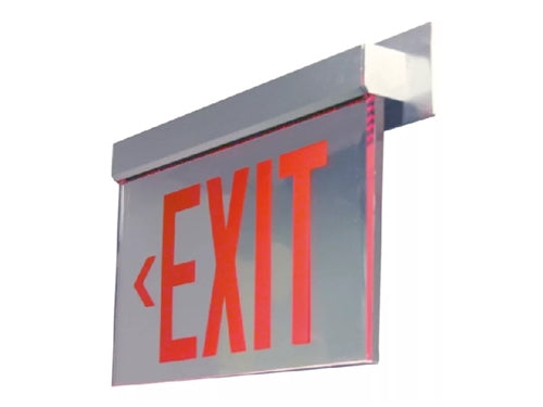 Sure Lites ES61SRC AC Self Powered Surface Edgelit Exits LED Light, Single Face, Surface Unit, Red Letters, Ceiling Mounting