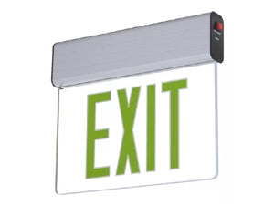 Sure Lites EUS61G LED Edge Lit Exit Sign, Surface Mount, AC Only, Single Face Clear, Green Letter, Anodized Aluminum
