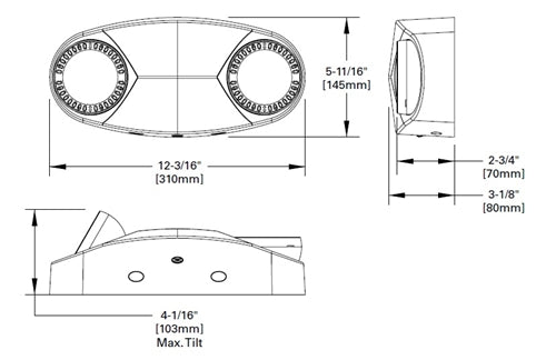 Sure Lites SELHP100R3 3W High Power Emergency Light, 100 Feet Spacing, LiFePO4 Battery, White, No Self-Diagnostics