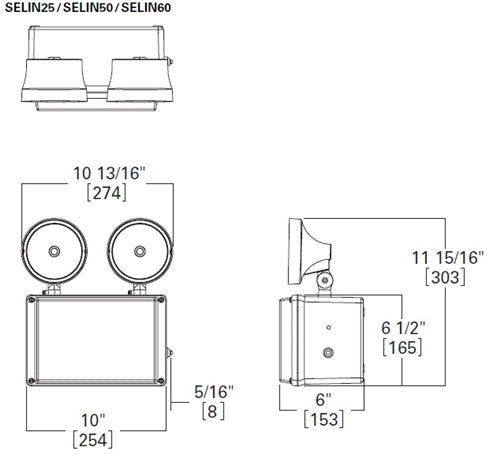 Sure Lites SELIN50R7SD 7W LED Emergency Light, 50 Feet Spacing, NiCad Battery, Self-Diagnostics