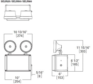 Sure Lites SELIN60R4SD 4W LED Emergency Light, 60 Feet Spacing, NiCad Battery, Self-Diagnostics