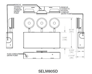 Sure Lites SELM80SD LED Emergency Light, Metal Housing, 80 Feet Spacing, Adjustable Optic with Self Diagnostics