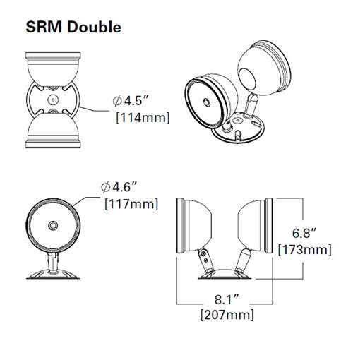 Sure Lites SRM50DGY Remode LED Emergency Light, Aluminum, 50 Feet Coverage, Double Heads, Grey