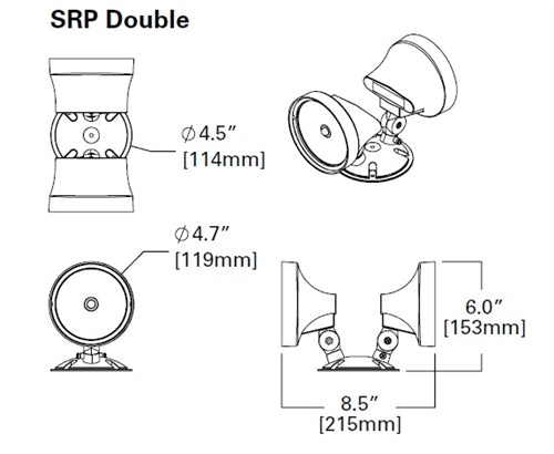 Sure Lites SRP25DGY Remode LED Emergency Light, Polycarbonate, 25 Feet Coverage, Double Heads, Grey