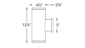 WAC Lighting DS-WD05-S930S-WT  Tube Architectural 13" LED Outdoor Wall Sconce, Straight Up and Down, 16 Degree Beam Angle, 3000K Color Temperature, 85 CRI, White