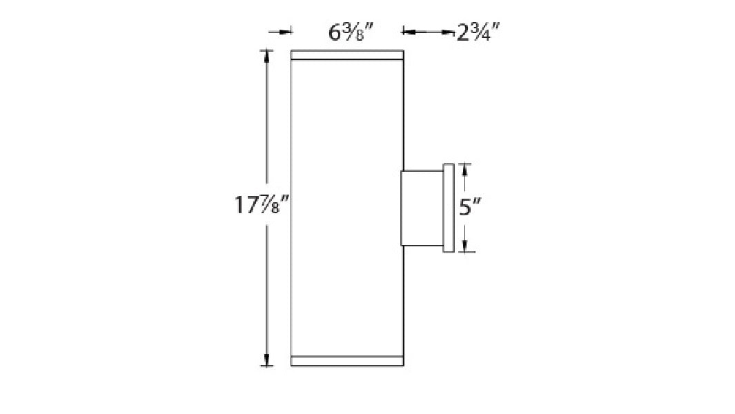 WAC Lighting DS-WD06-S930S-BZ Tube Architectural 18" LED Outdoor Wall Sconce, Straight Up and Down, 16 Degree Beam Angle, 3500K Color Temperature, 85 CRI, Bronze