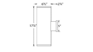 WAC Lighting DS-WD06-S930S-WT Tube Architectural 18" LED Outdoor Wall Sconce, Straight Up and Down, 16 Degree Beam Angle, 3000K Color Temperature, 85 CRI, White