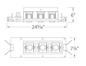 WAC Lighting MT-4LD311NE-S927-BK 4" IC LED Precision Multiples Adjustable Spot 3 Light Housing, 11.5W, ELV Dimming, 120V, Spot Beam, 90 CRI, 2700K Color Temperature, Black