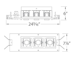 WAC Lighting MT-4LD316NE-S927-BK 4" Non IC LED Precision Multiples Adjustable Spot 3 Light Housing, 16.5W, ELV Dimming, 120V, Spot Beam, 90 CRI, 2700K Color Temperature, Black