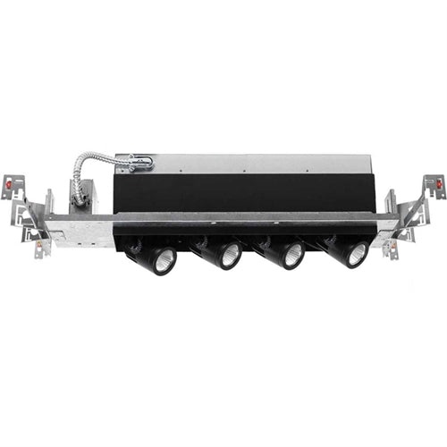 WAC Lighting MT-4LD411NE-S927-BK 4" IC LED Precision Multiples Adjustable Spot 4 Light Housing, 11.5W, ELV Dimming, 120V, Spot Beam, 90 CRI, 2700K Color Temperature, Black