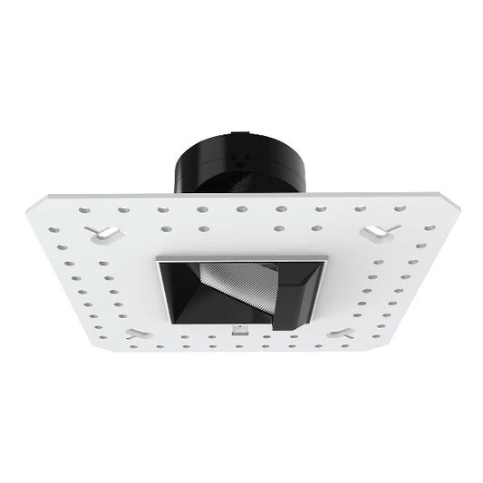 WAC R2ASWL-A835-BKWT 2" Square Wall Wash Lensed Trimless Housing, Wet Location, Asymmetrical Beam Spread, 85 CRI, 3500K, Black/ White