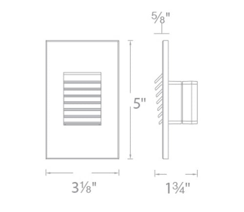 WAC Lighting WL-LED220-AM-WT 3.5W Vertical Rectangle LED Step Light, 120V, Amber Light, Black on Aluminium