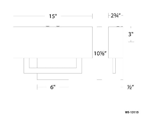 WAC Lighting WS-13115-BN 15" 10W LED Manhattan Wall Sconce, 2700K Color Temperature, 90 CRI, 840 Lumens, Brushed Nickel