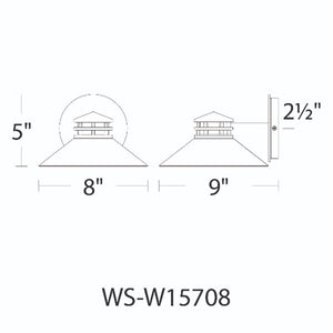 WAC Lighting WS-W15708-GH 12W Sodor 7" LED Outdoor Wall Sconce, 3000K Color Temperature, 90 CRI, 315 Lumens, CA Title 24 Compliant