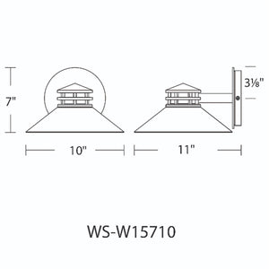 WAC Lighting WS-W15710-GH 15W Sodor 10" LED Outdoor Wall Sconce, 3000K Color Temperature, 90 CRI, 560 Lumens, CA Title 24 Compliant