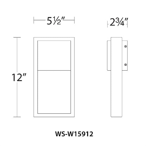WAC Lighting WS-W15912-BK 10W 12" Archetype Outdoor LED Wall Sconce, 3000K Color Temperature, 90 CRI, 331 Lumens, Black