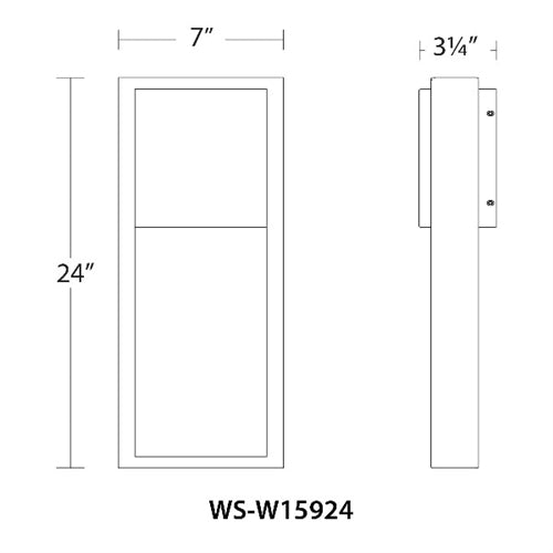 WAC Lighting WS-W15924-BK 16W 24" Archetype Outdoor LED Wall Sconce, 3000K Color Temperature, 90 CRI, 571 Lumens, Black