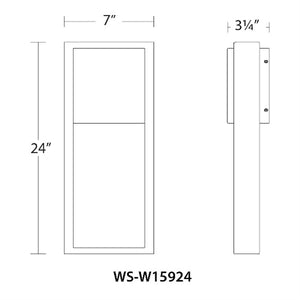 WAC Lighting WS-W15924-BK 16W 24" Archetype Outdoor LED Wall Sconce, 3000K Color Temperature, 90 CRI, 571 Lumens, Black
