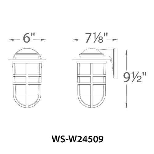 WAC Lighting WS-W24509-BZ 10W 9" Steampunk Outdoor LED Wall Sconce, 3000K Color Temperature, 90 CRI, 365 Lumens, Bronze