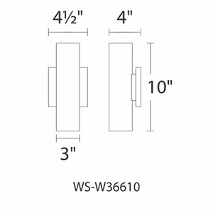 WAC Lighting WS-W36610-AL 11W 10" Caliber Outdoor LED Wall Sconce, 3000K Color Temperature, 90 CRI, 735 Lumens, Brushed Aluminum