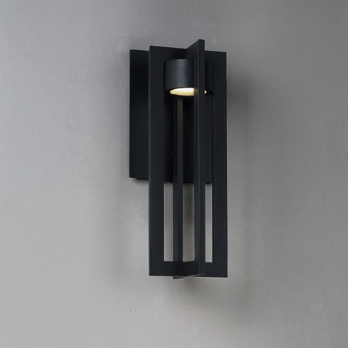WAC Lighting WS-W48616-BK 12W 16" Chamber Outdoor LED Wall Sconce, 3000K Color Temperature, 90 CRI, 1000 Lumens, Black