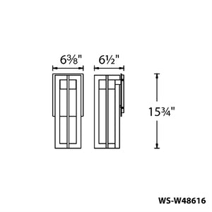 WAC Lighting WS-W48616-BZ 12W 16" Chamber Outdoor LED Wall Sconce, 3000K Color Temperature, 90 CRI, 1000 Lumens, Bronze