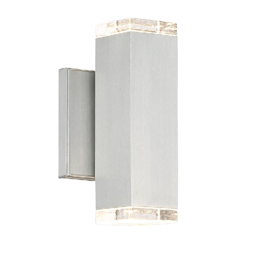 WAC Lighting WS-W61808-AL 15W 8" Block LED Outdoor Wall Sconce, 3000K Color Temperature, 90 CRI, Brushed Aluminum