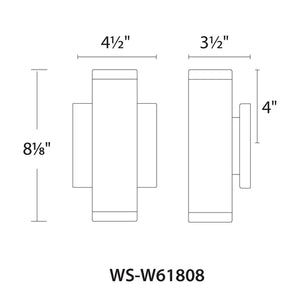 WAC Lighting WS-W61808-AL 15W 8" Block LED Outdoor Wall Sconce, 3000K Color Temperature, 90 CRI, Brushed Aluminum