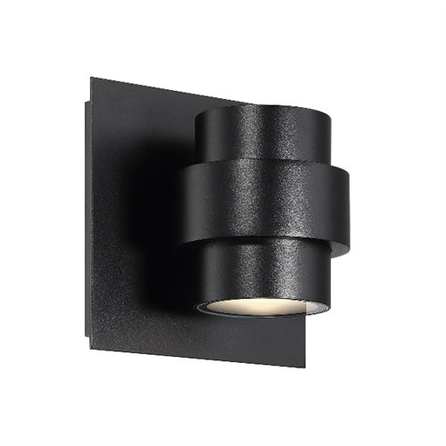 WAC Lighting WS-W64905-BK 6.4W 5" Barrel LED Outdoor Wall Sconce, 3000K Color Temperature, 90 CRI, Black