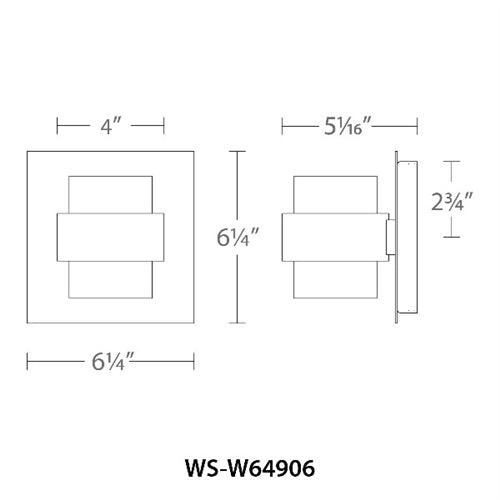 WAC Lighting WS-W64906-AL 6.5W 6" Barrel LED Outdoor Wall Sconce, 3000K Color Temperature, 90 CRI, Brushed Aluminum