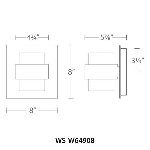 WAC Lighting WS-W64908-AL 21.5W 8" Barrel LED Outdoor Wall Sconce, 3000K Color Temperature, 90 CRI, Brushed Aluminum