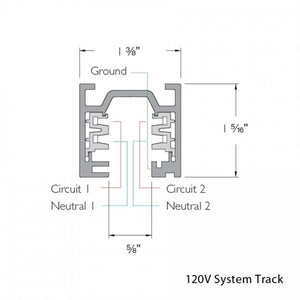 WAC WT8-BK 8' W Trac, 120V, Surface Mount, Black