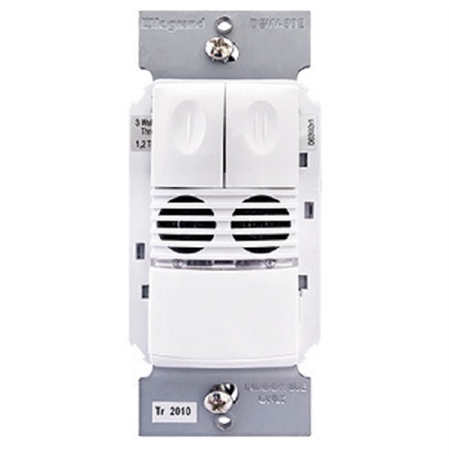Wattstopper-DSW-302-W Dual Technology Dual Rellay Wall Switch Occupancy Sensor, 120/277V, White