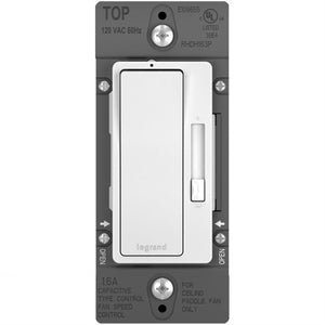 Wattstopper RHDH163PW Radiant 1.6A Single Pole/3-Way De-hummer Fan Speed Control, White