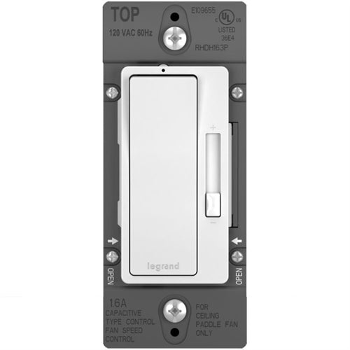 Wattstopper RHDH163PW Radiant 1.6A Single Pole/3-Way De-hummer Fan Speed Control, White