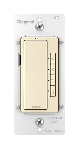 Wattstopper RT2LA Radiant 0-600W 1/6 HP 4-Button Digital Timer, Light Almond