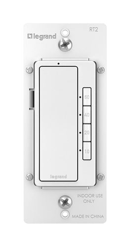 Wattstopper RT2W Radiant 0-600W 1/6 HP 4-Button Digital Timer, White