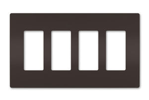 Wattstopper RWP264 Radiant 4-Gang Screwless Wallplate, Brown