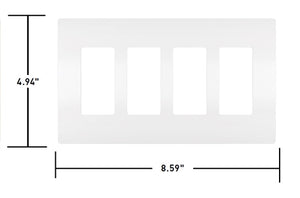 Wattstopper RWP264GCC6 Radiant 4-Gang Screwless Wallplate, Graphite