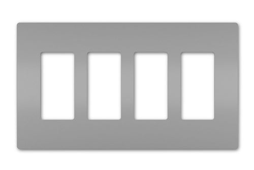 Wattstopper RWP264GRY Radiant 4-Gang Screwless Wallplate, Gray